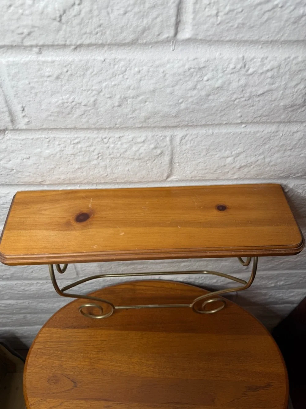 Mid CenturyWood Wall Shelf Brass Towel Holder